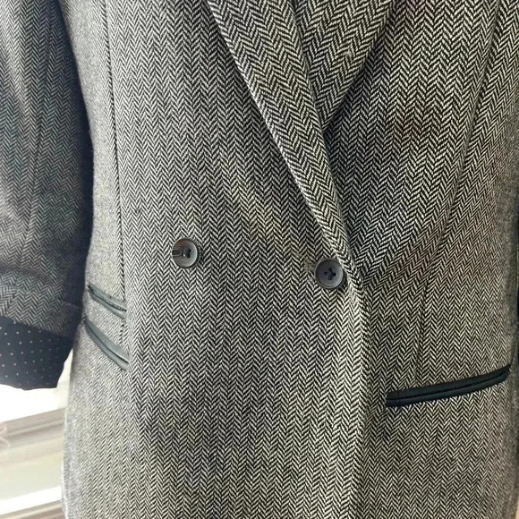 [3/L] Maison Scotch Black and white Herringbone Wool Blend Blazer Jacket  WMN - Picture 6 of 15